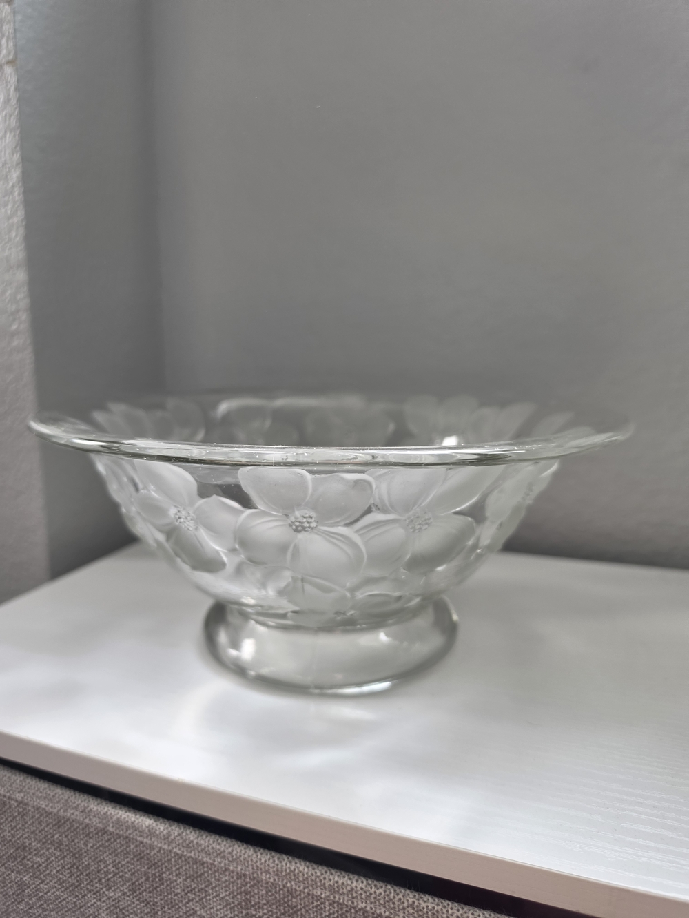 Vintage Colony Dogwood Etched Glass Floral Bowl